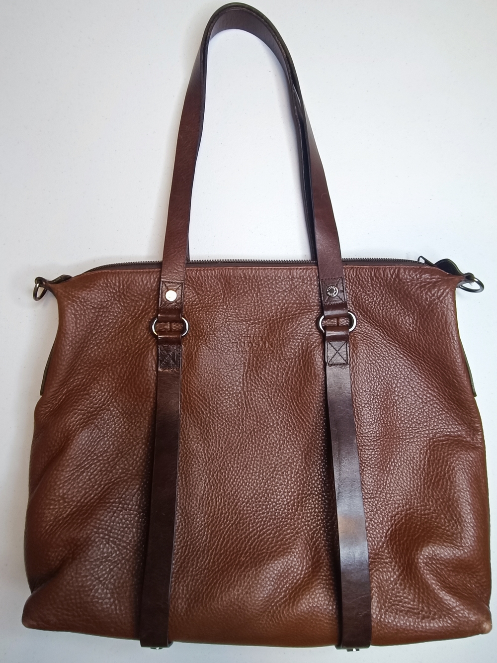 Rudsak Large Brown Pebbled Leather Tote Bag | Work Travel Laptop Shopper